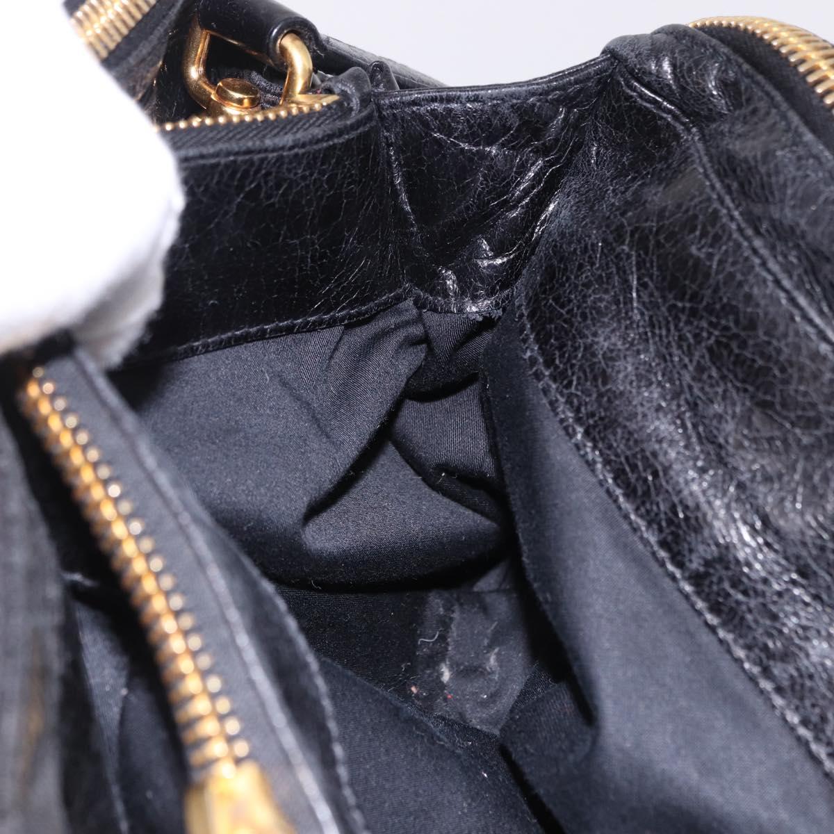 Miu Miu Hand Bag Vitellolux 2way Black Gold Auth 198533A