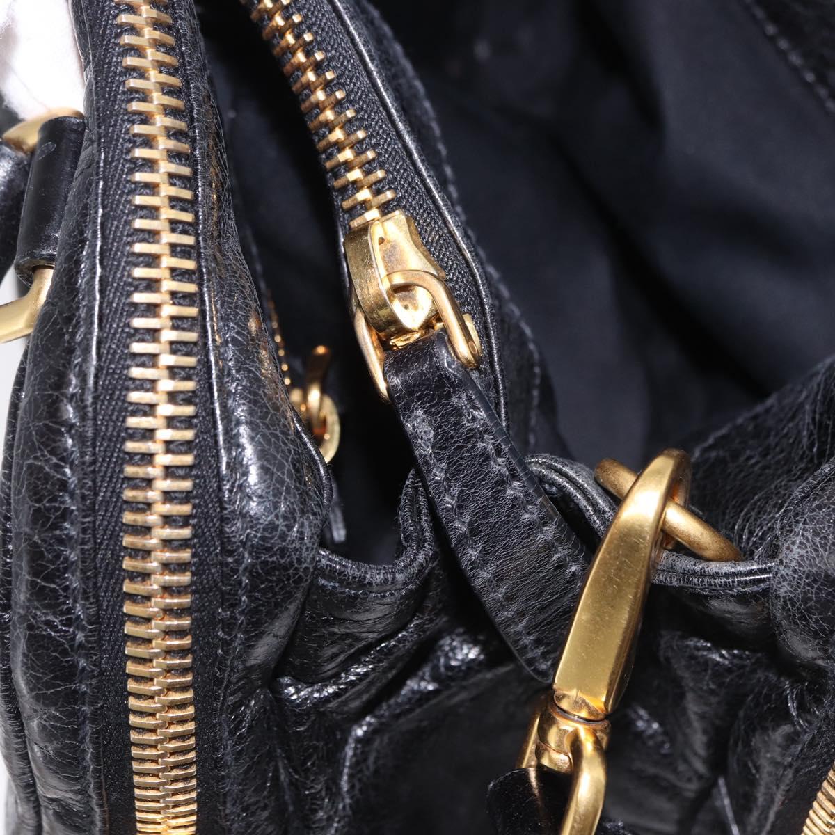 Miu Miu Hand Bag Vitellolux 2way Black Gold Auth 198533A