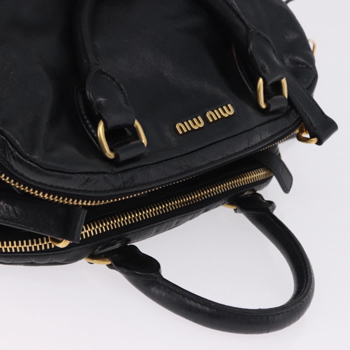 Miu Miu Hand Bag Vitellolux 2way Black Gold Auth 198533A