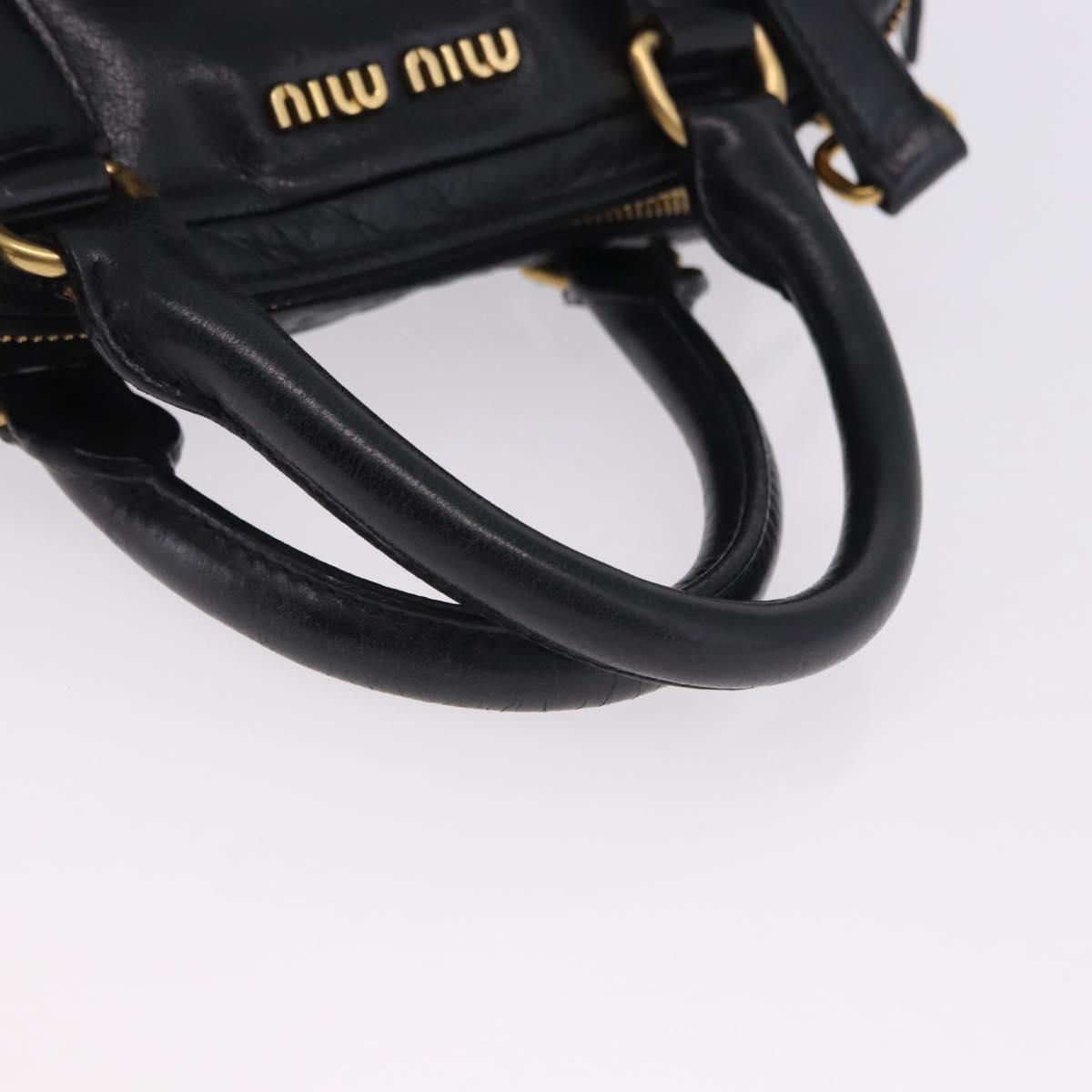 Miu Miu Hand Bag Vitellolux 2way Black Gold Auth 198533A