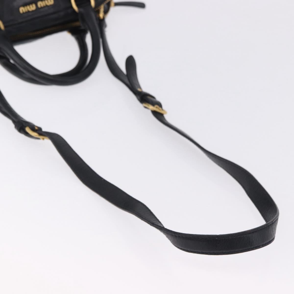 Miu Miu Hand Bag Vitellolux 2way Black Gold Auth 198533A