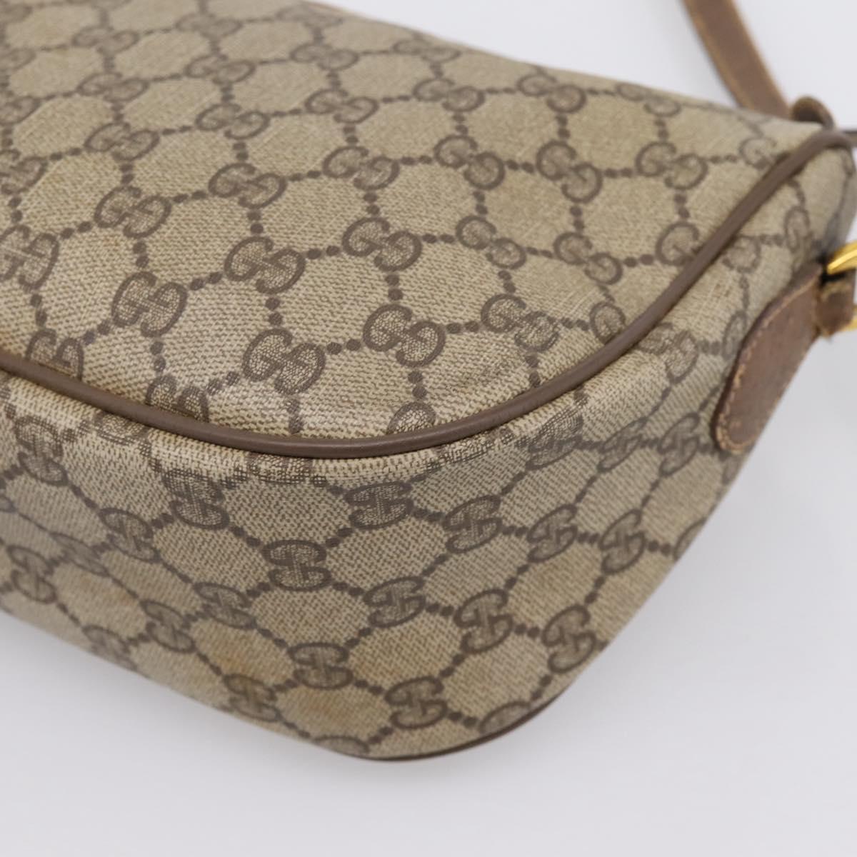 GUCCI GG Supreme Web Sherry Line Bag PVC Beige Gold 56 02 032 Auth 198534
