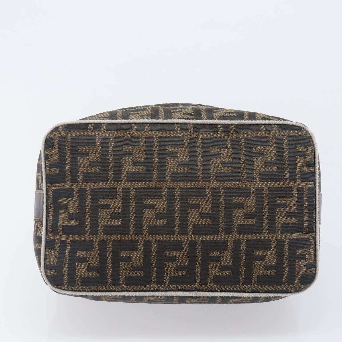 FENDI Zucca Canvas Vanity Hand Bag Black Brown Auth 198536