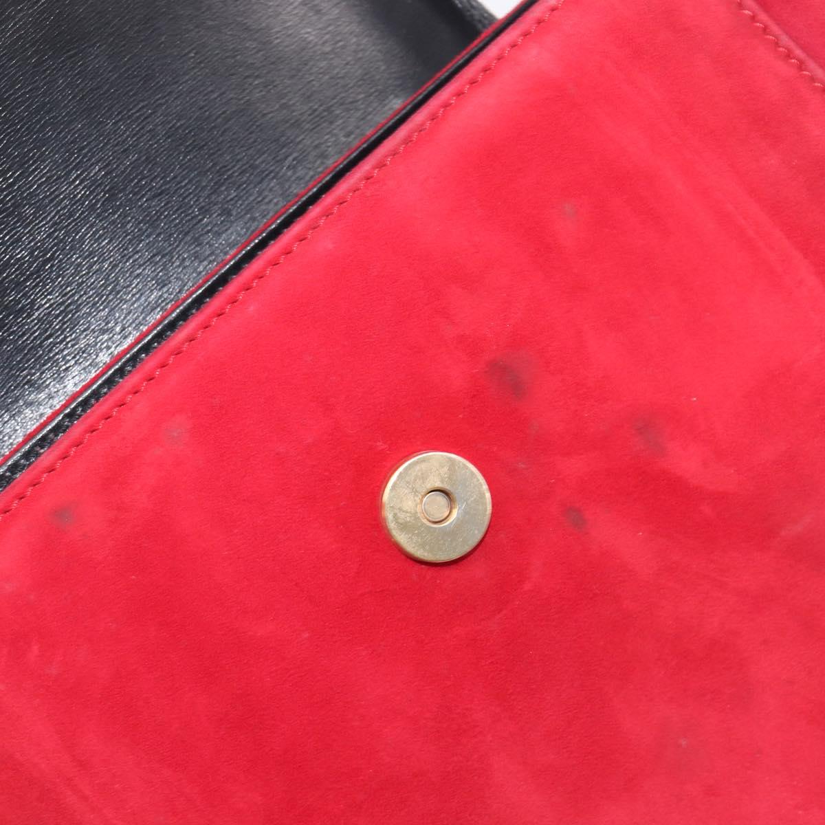 CELINE Circle Shoulder Bag Suede Red Gold Auth 198547A