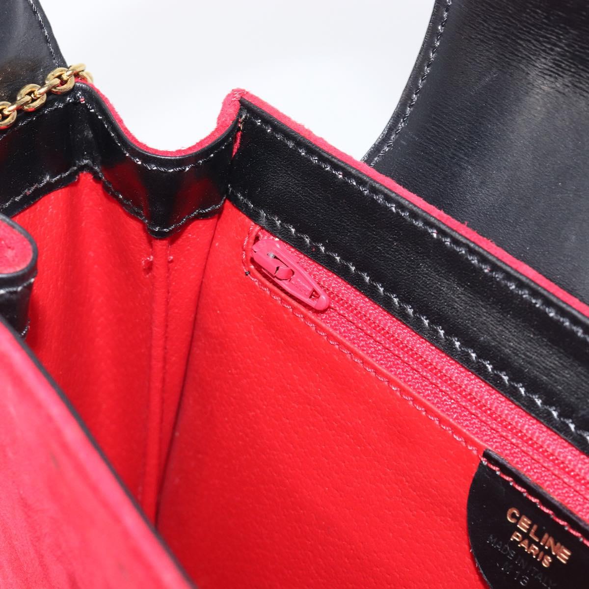 CELINE Circle Shoulder Bag Suede Red Gold Auth 198547A
