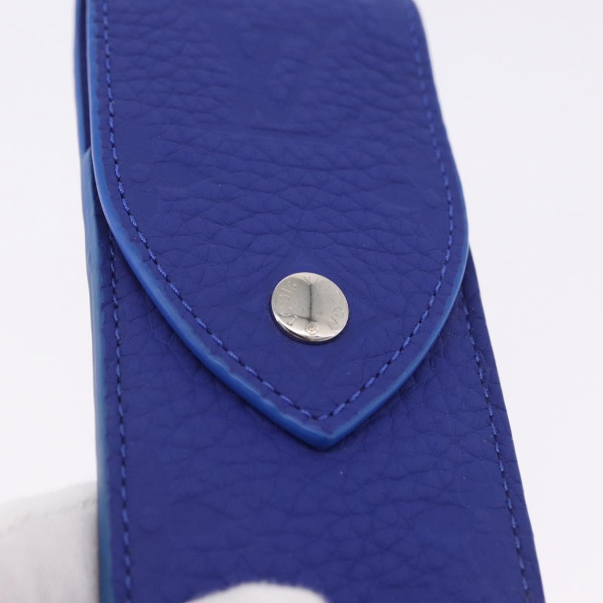 LOUIS VUITTON Monogram Emboss Pen Case Blue GI1199 LV Auth 198556M