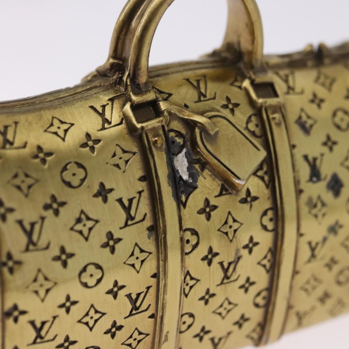 LOUIS VUITTON Monogram Keepall Motif Paperweight Metal Gold Tone LV Auth 198558A