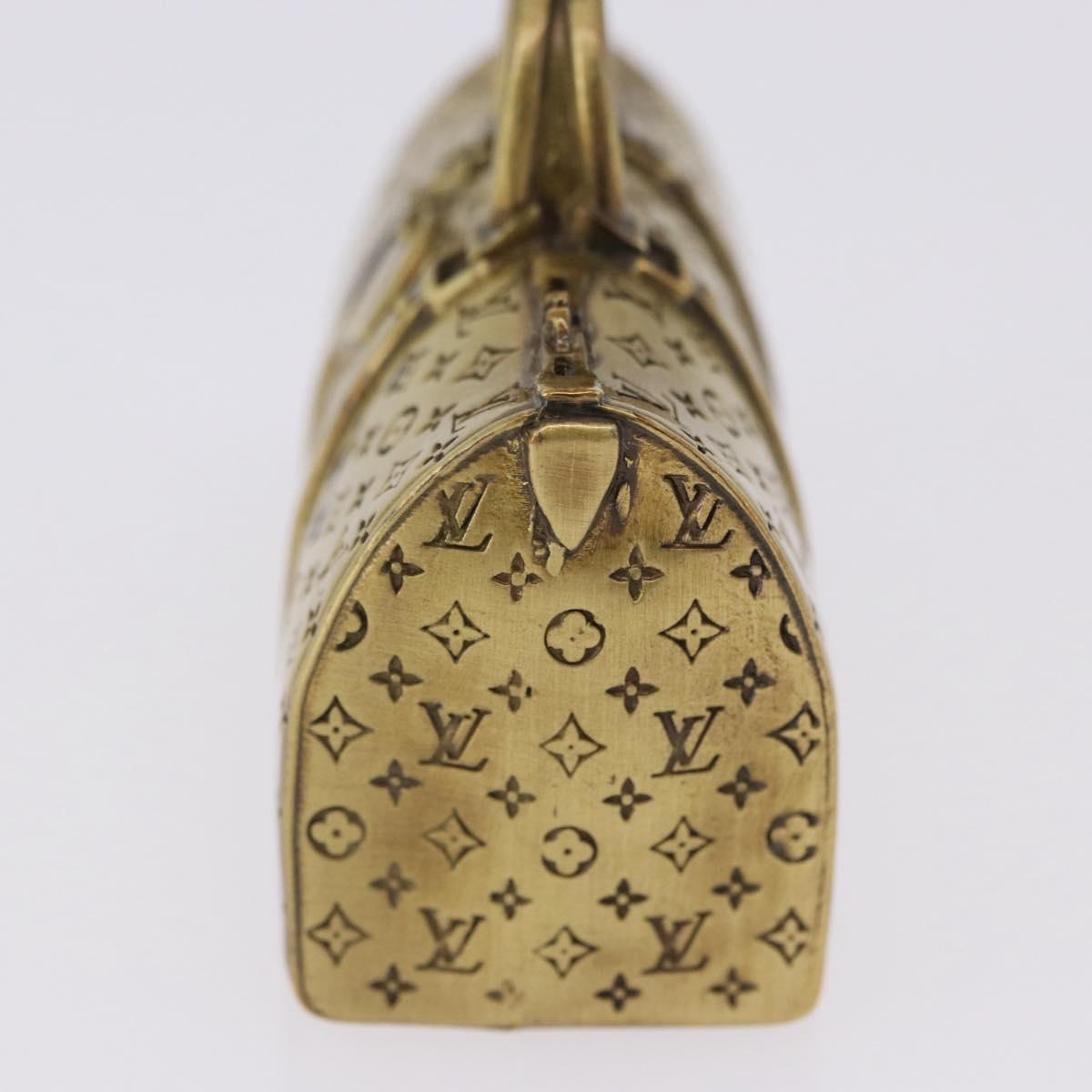 LOUIS VUITTON Monogram Keepall Motif Paperweight Metal Gold Tone LV Auth 198558A