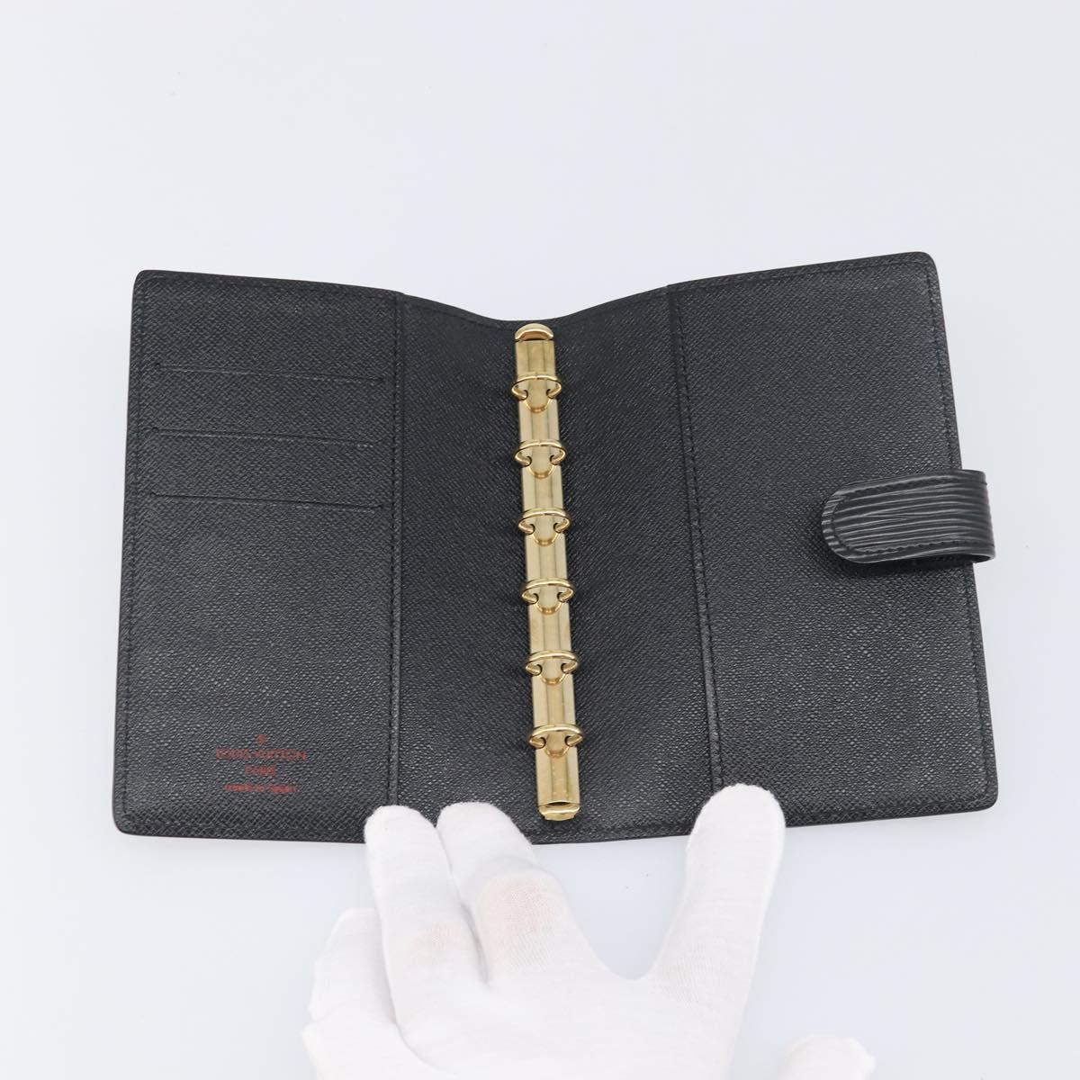 LOUIS VUITTON Epi Agenda PM Day Planner Cover Black R20052 LV Auth 198564A