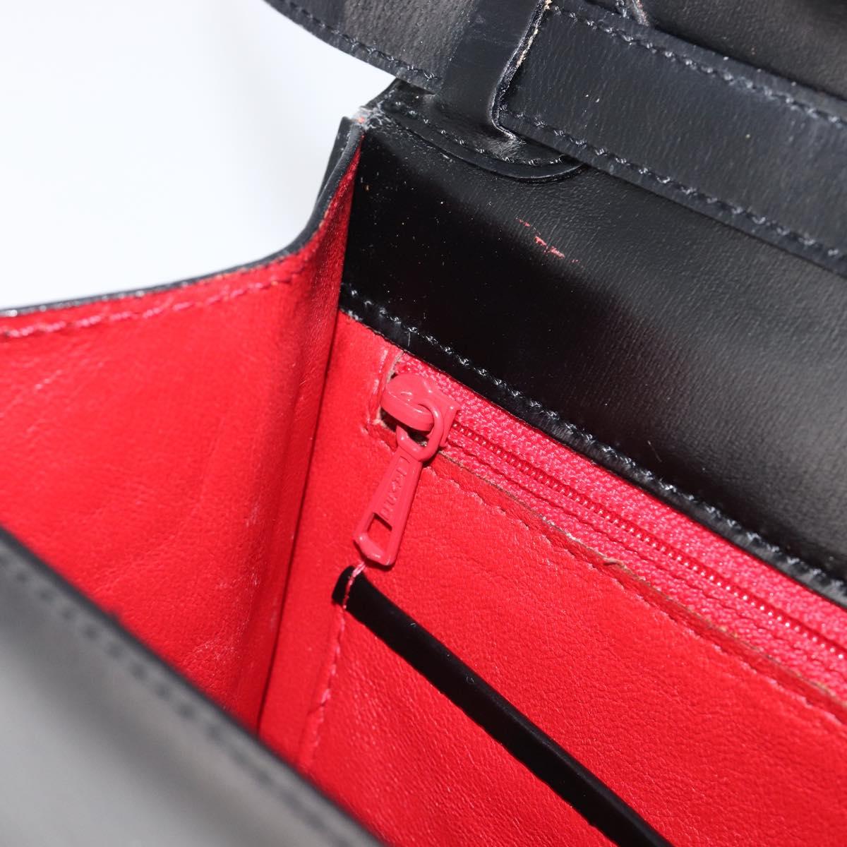 CELINE Shoulder Bag Leather Black Gold Auth 198571
