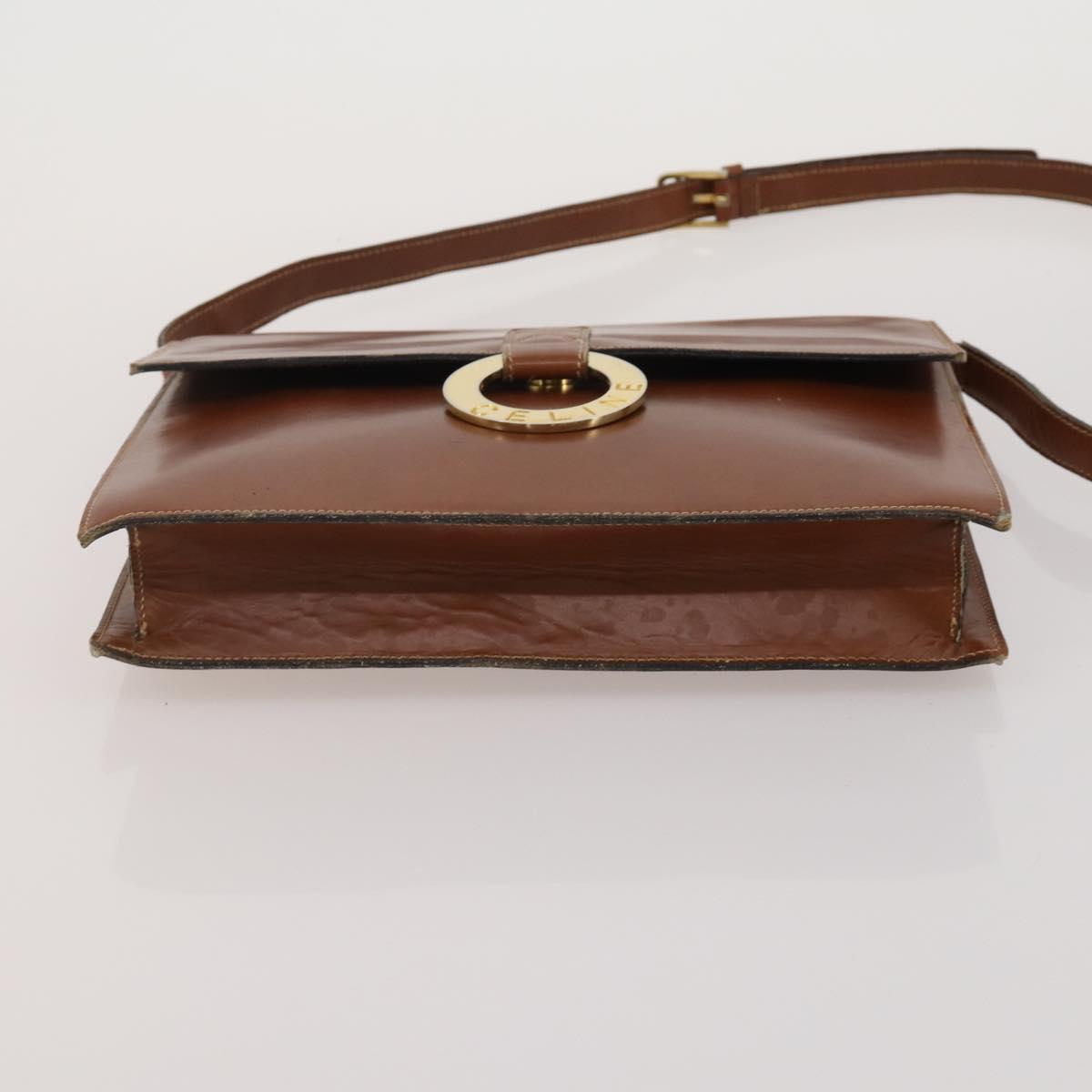 CELINE Macadam Canvas Shoulder Bag PVC Leather 3 Set Brown Beige Auth 198572