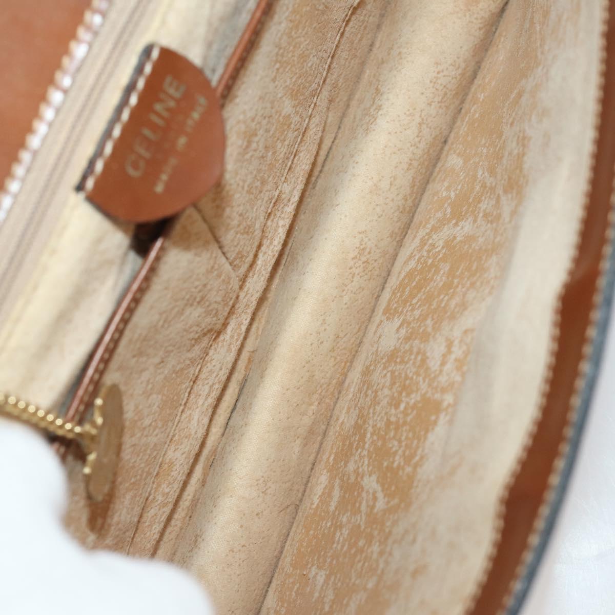 CELINE Macadam Canvas Shoulder Bag PVC Leather 3 Set Brown Beige Auth 198572