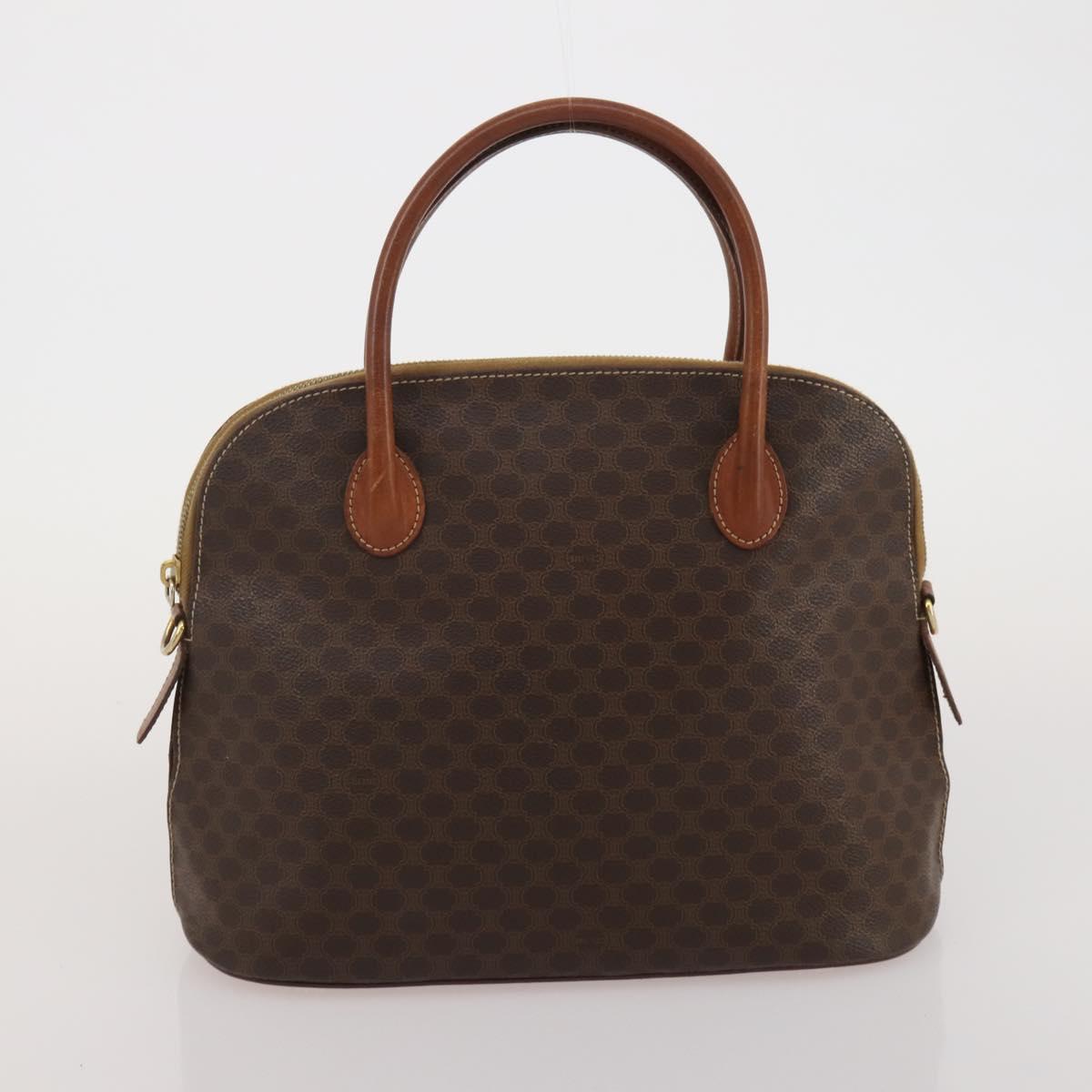 CELINE Macadam Canvas Shoulder Bag PVC Leather 3 Set Brown Beige Auth 198572