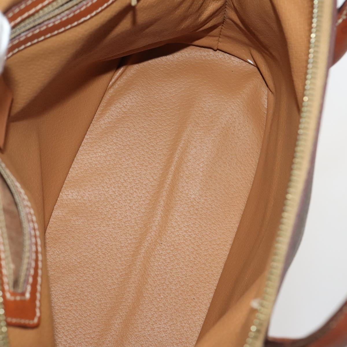 CELINE Macadam Canvas Shoulder Bag PVC Leather 3 Set Brown Beige Auth 198572