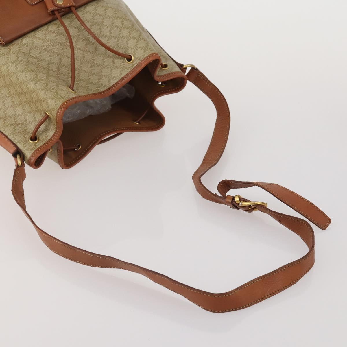 CELINE Macadam Canvas Shoulder Bag PVC Leather 3 Set Brown Beige Auth 198572