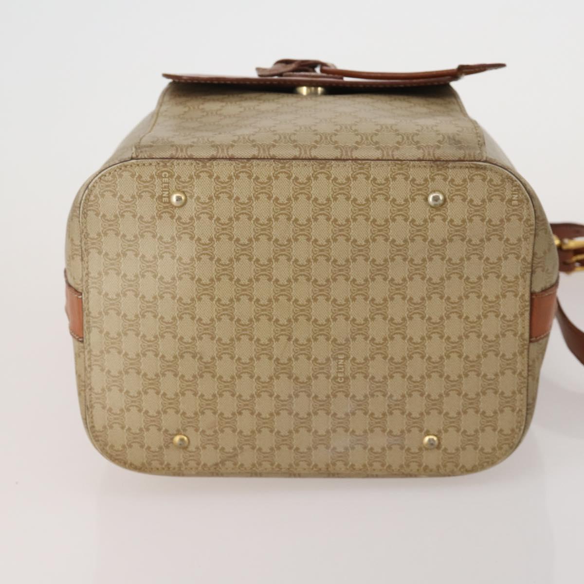 CELINE Macadam Canvas Shoulder Bag PVC Leather 3 Set Brown Beige Auth 198572