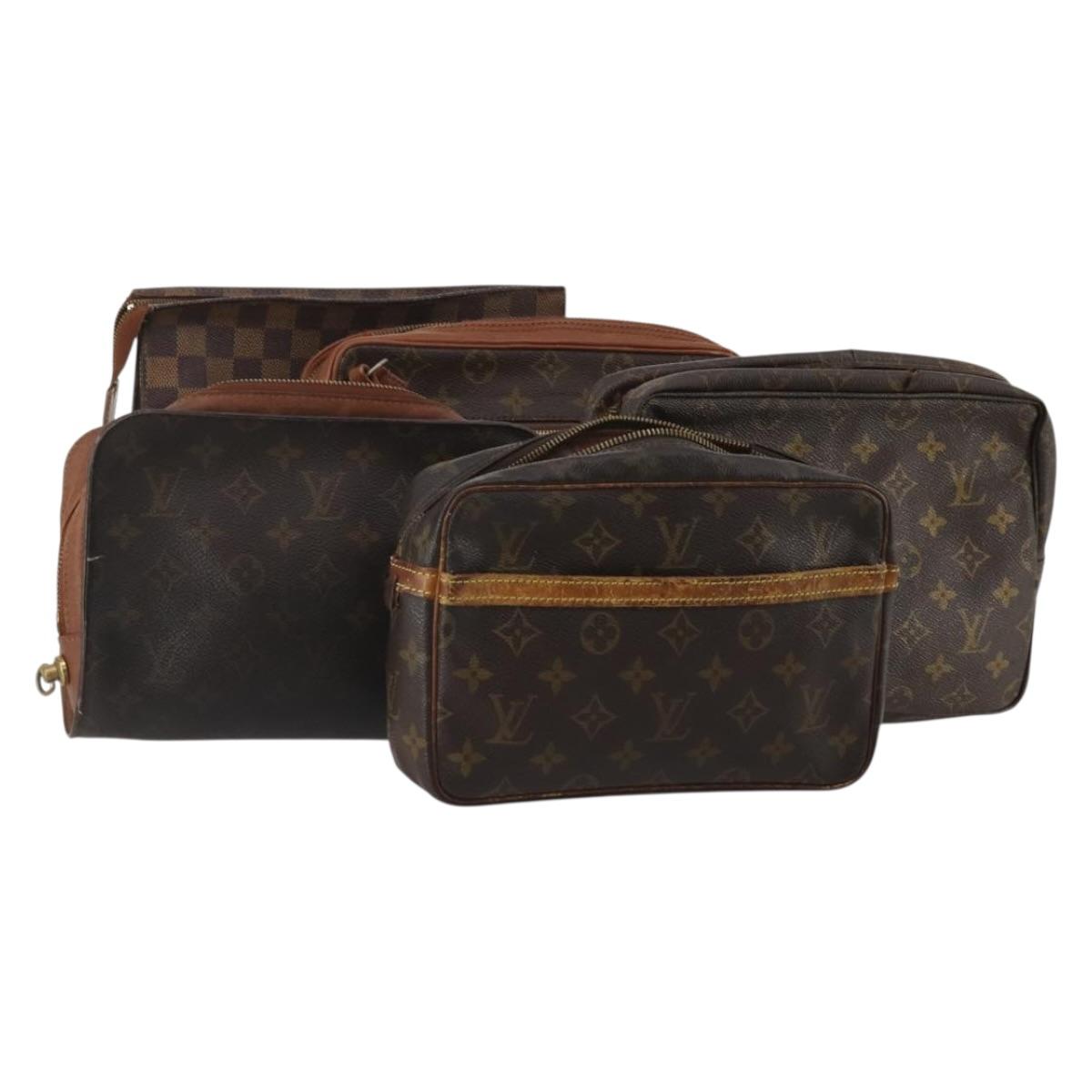 LOUIS VUITTON Monogram Damier Ebene Clutch Bag 5 Set LV Auth 198575