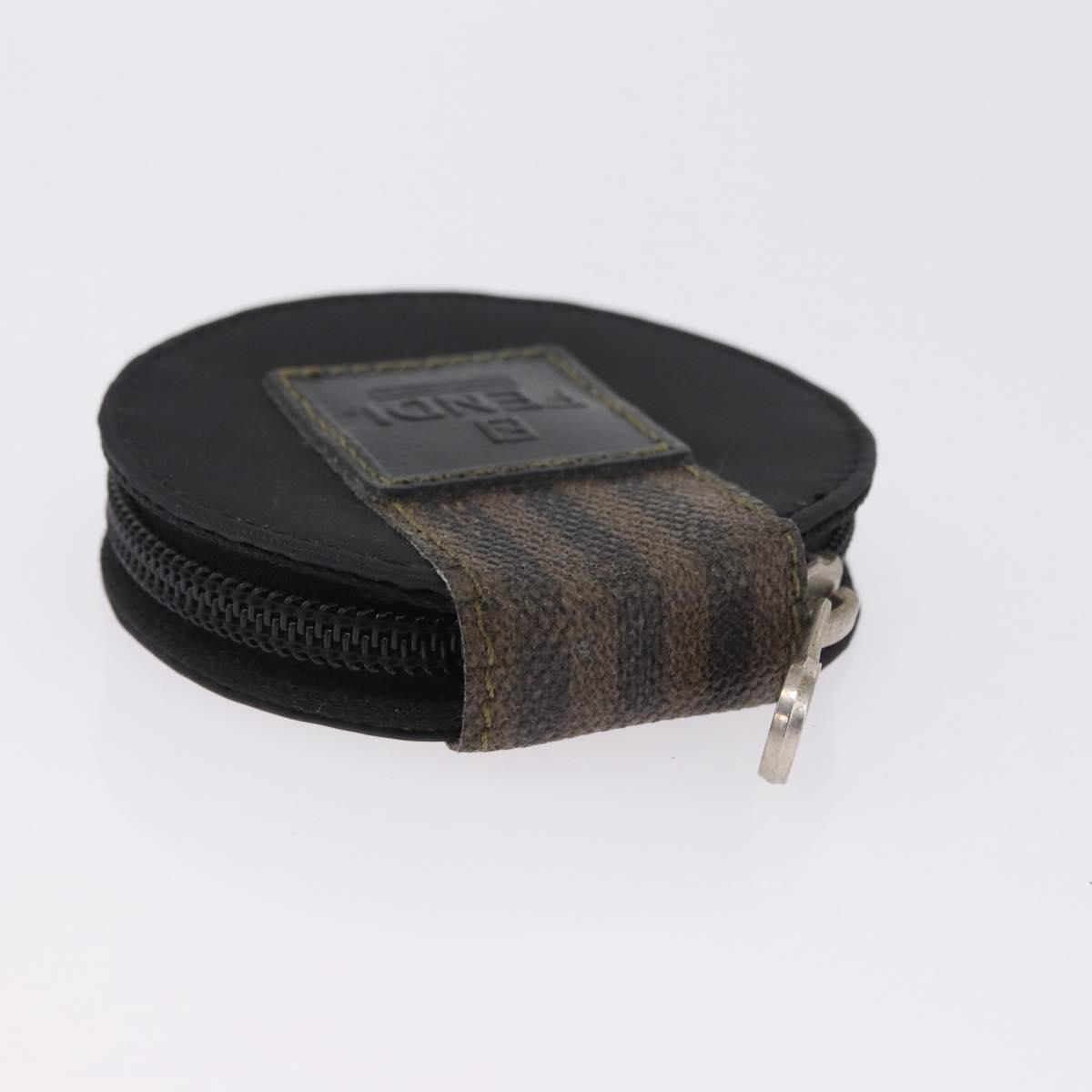 FENDI Zucca Canvas Wallet Nylon 2 Set Brown Black Auth 198577