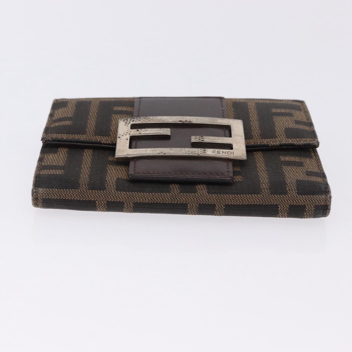 FENDI Zucca Canvas Wallet Nylon 2 Set Brown Black Auth 198577