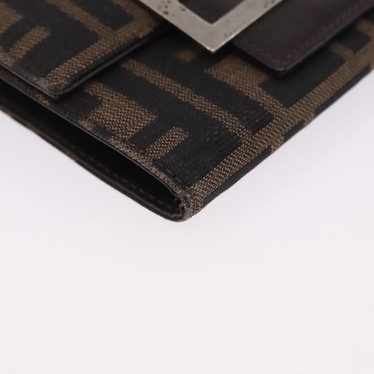 FENDI Zucca Canvas Wallet Nylon 2 Set Brown Black Auth 198577
