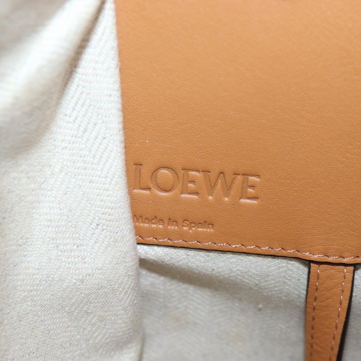 LOEWE Hammock Small Hand Bag Canvas Leather 2way Beige Silver Auth 198601M