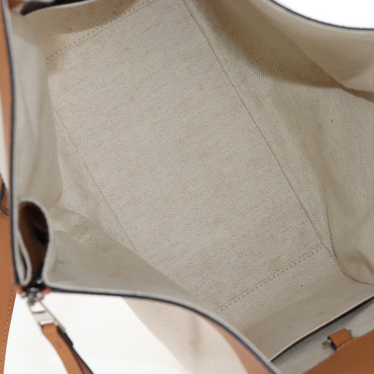 LOEWE Hammock Small Hand Bag Canvas Leather 2way Beige Silver Auth 198601M
