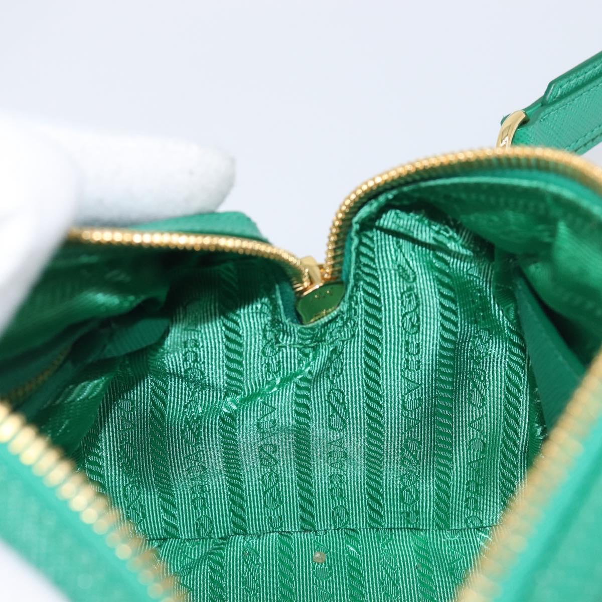 PRADA Hand Bag Safiano Leather 2way Green Gold Auth 198602SAV