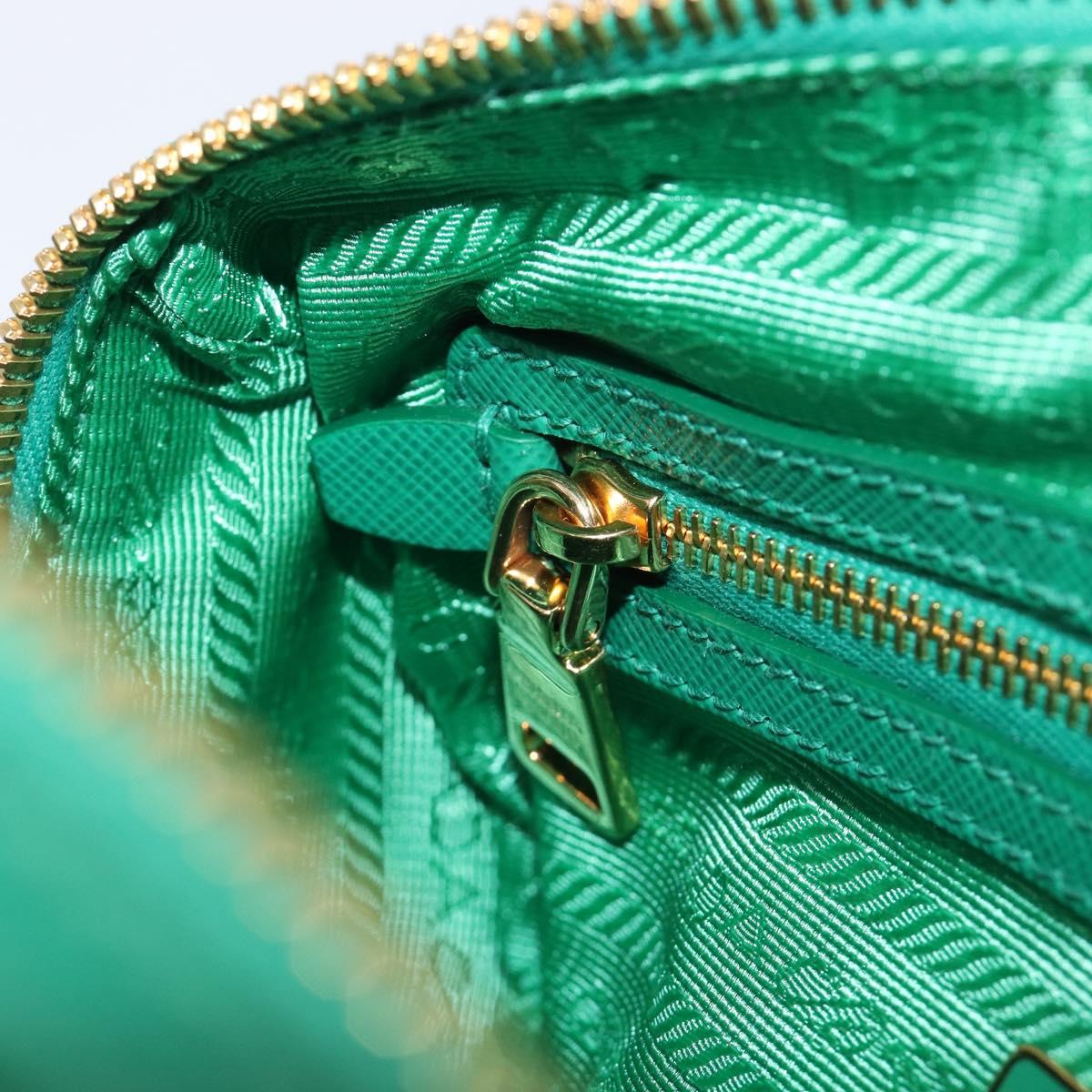 PRADA Hand Bag Safiano Leather 2way Green Gold Auth 198602SAV