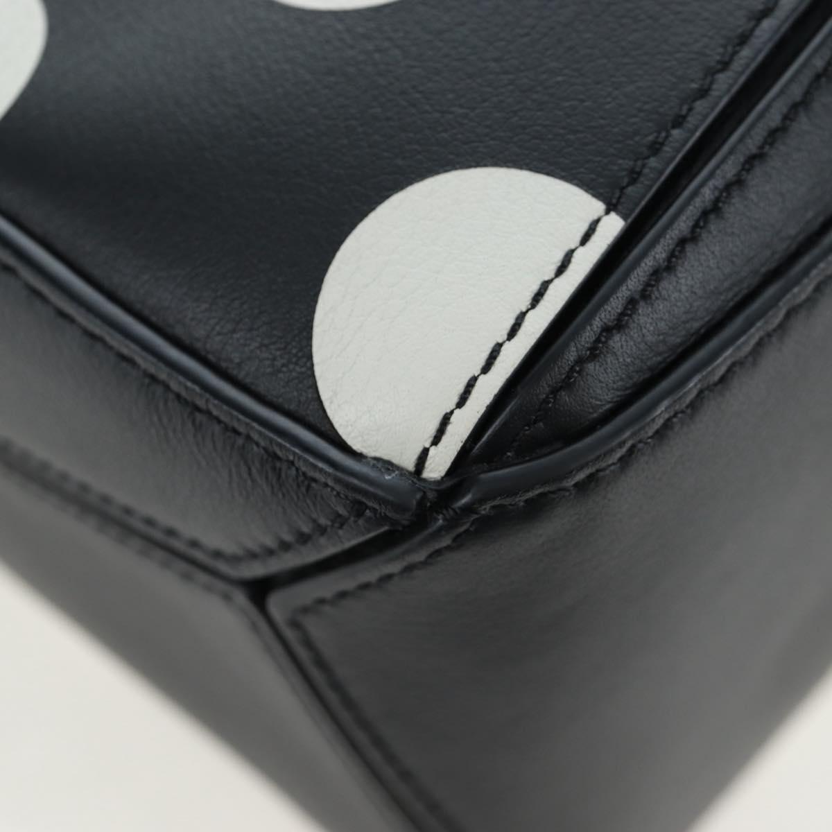 LOEWE Puzzle 10 Puzzle Bag Small Leather 2way Black Silver Auth 198606SM