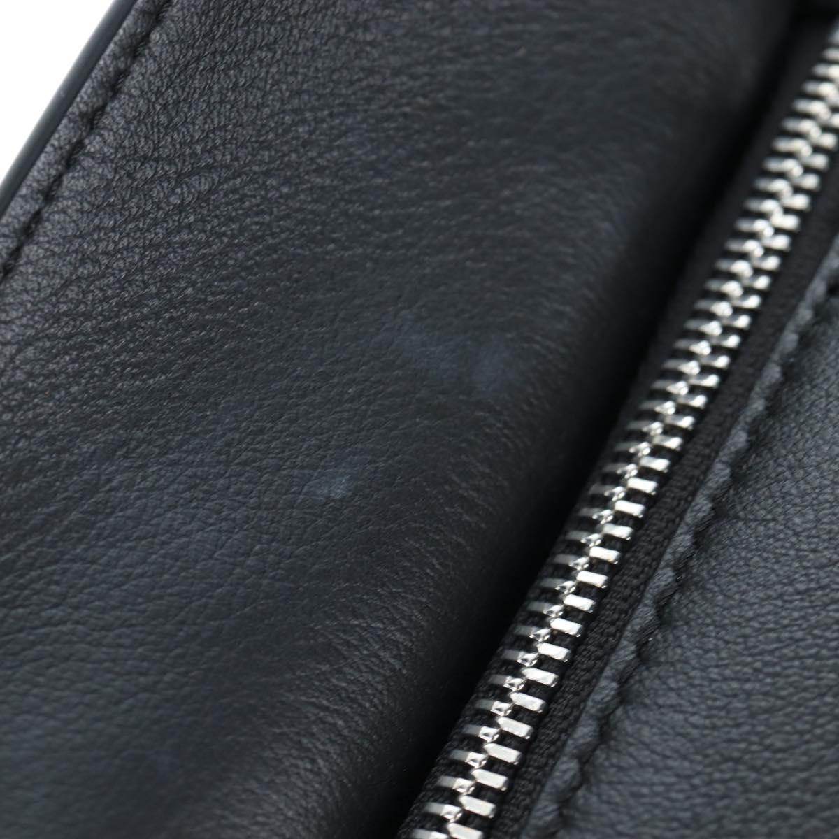 LOEWE Puzzle 10 Puzzle Bag Small Leather 2way Black Silver Auth 198606SM
