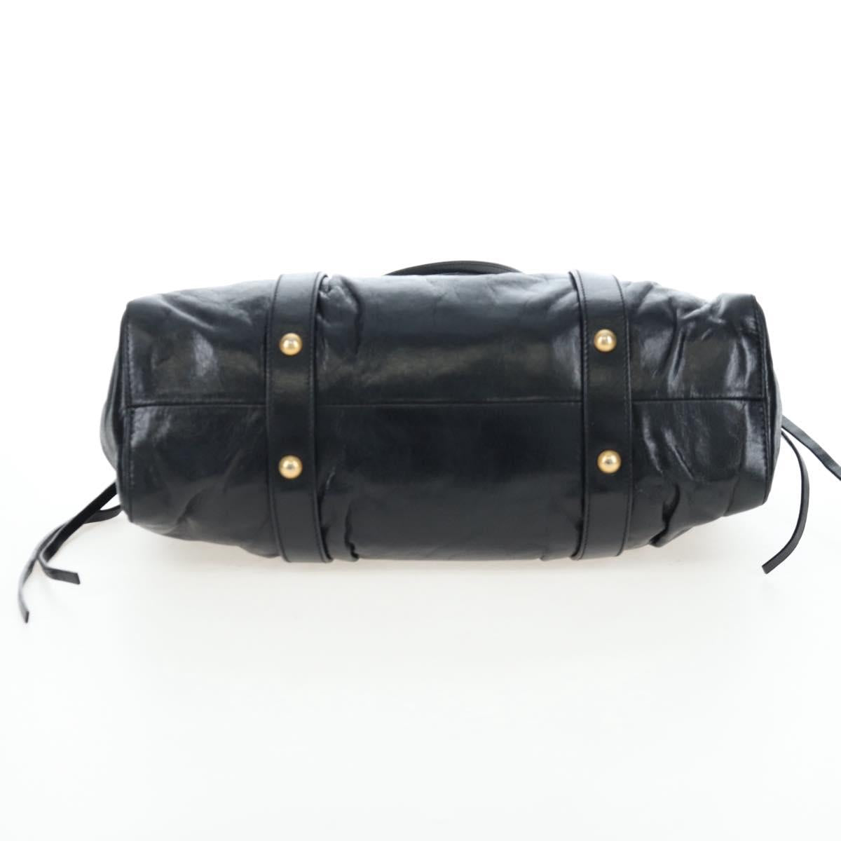 Miu Miu Vitterodino Hand Bag Leather 2way Black Gold Auth 198607V