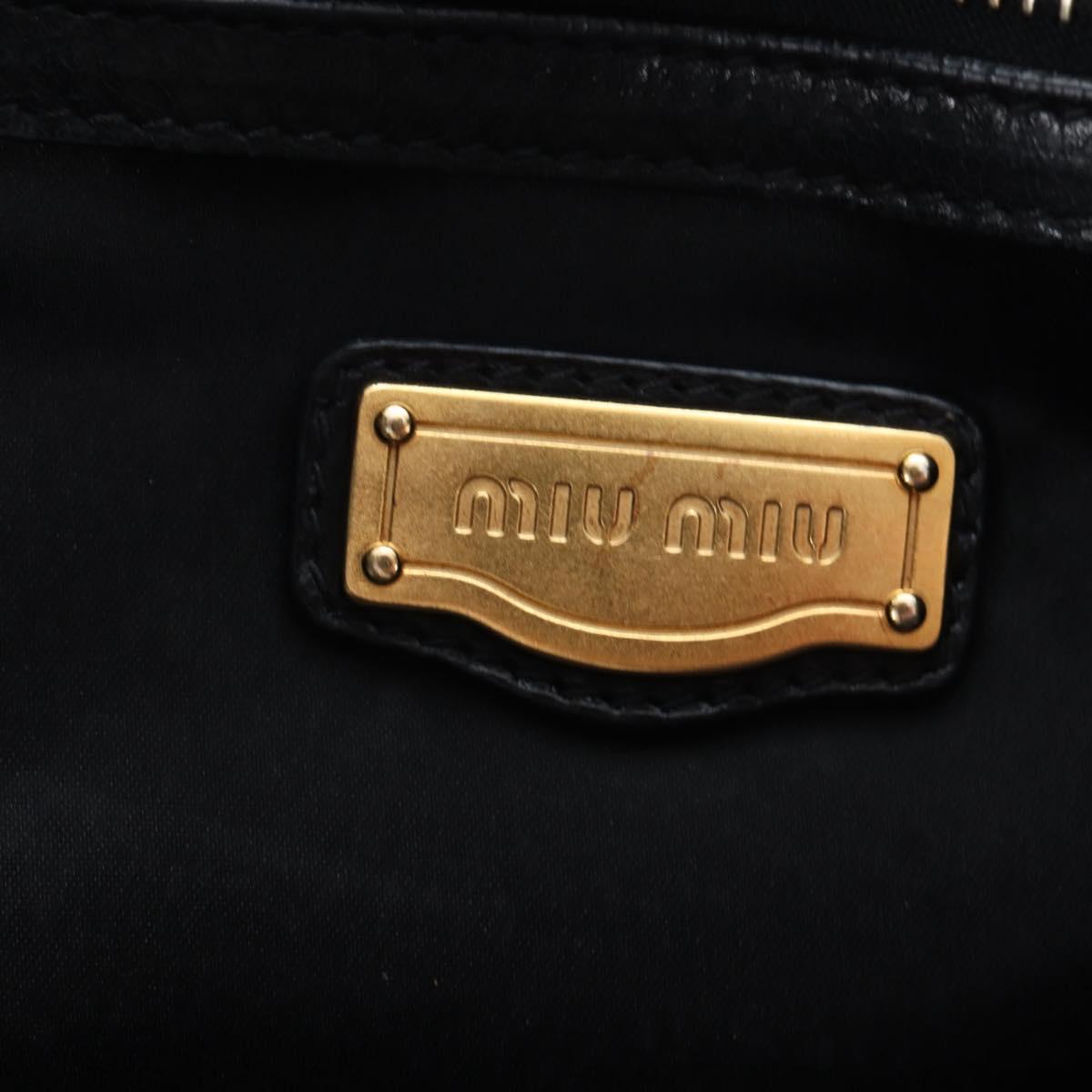 Miu Miu Vitterodino Hand Bag Leather 2way Black Gold Auth 198607V