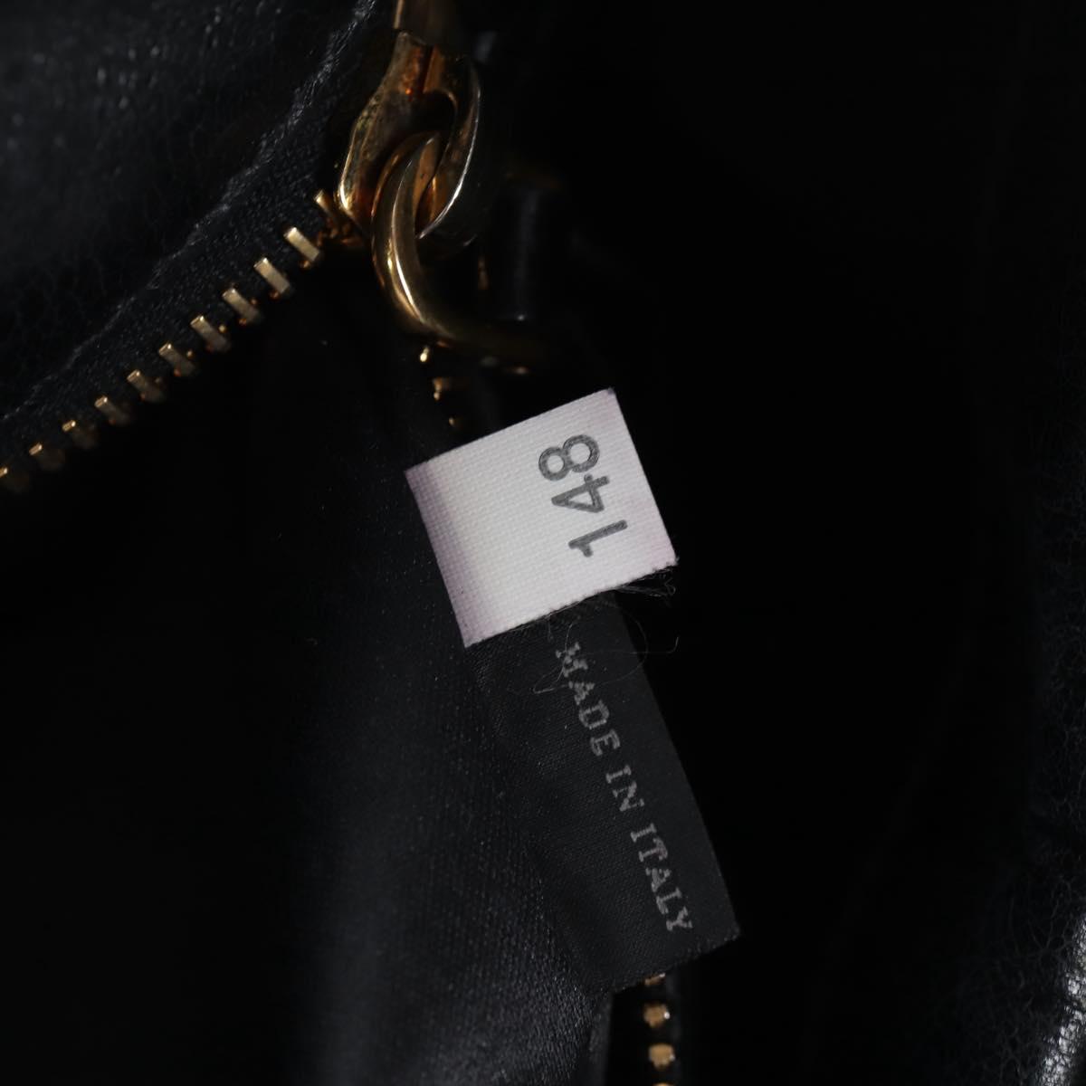 Miu Miu Vitterodino Hand Bag Leather 2way Black Gold Auth 198607V