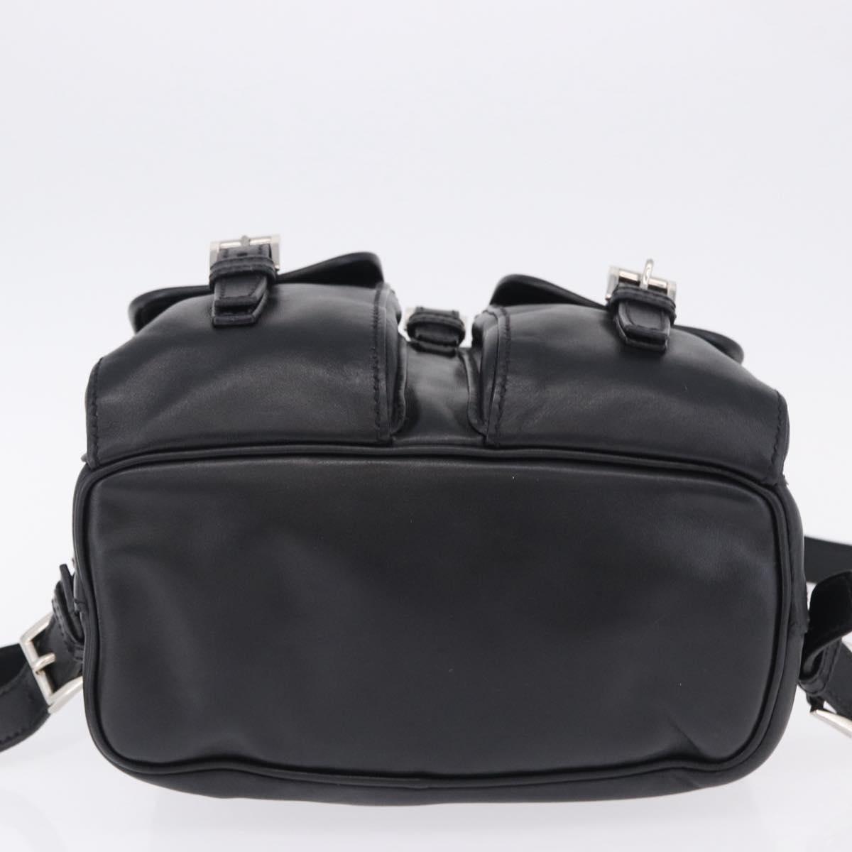 PRADA Backpack Leather Black Silver 1BZ677 Auth 198608V