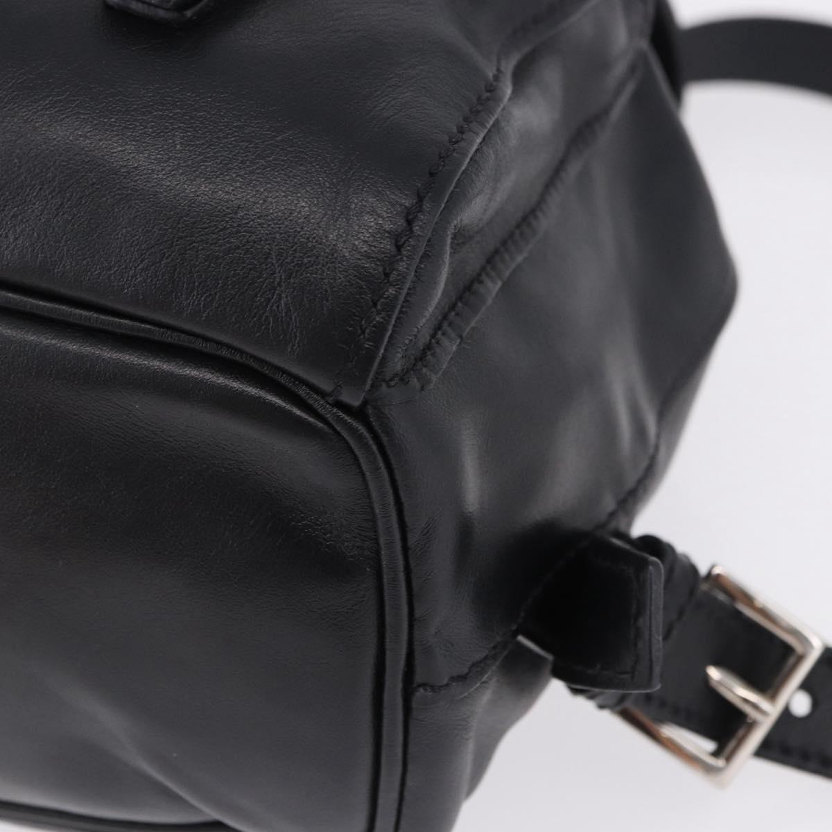 PRADA Backpack Leather Black Silver 1BZ677 Auth 198608V