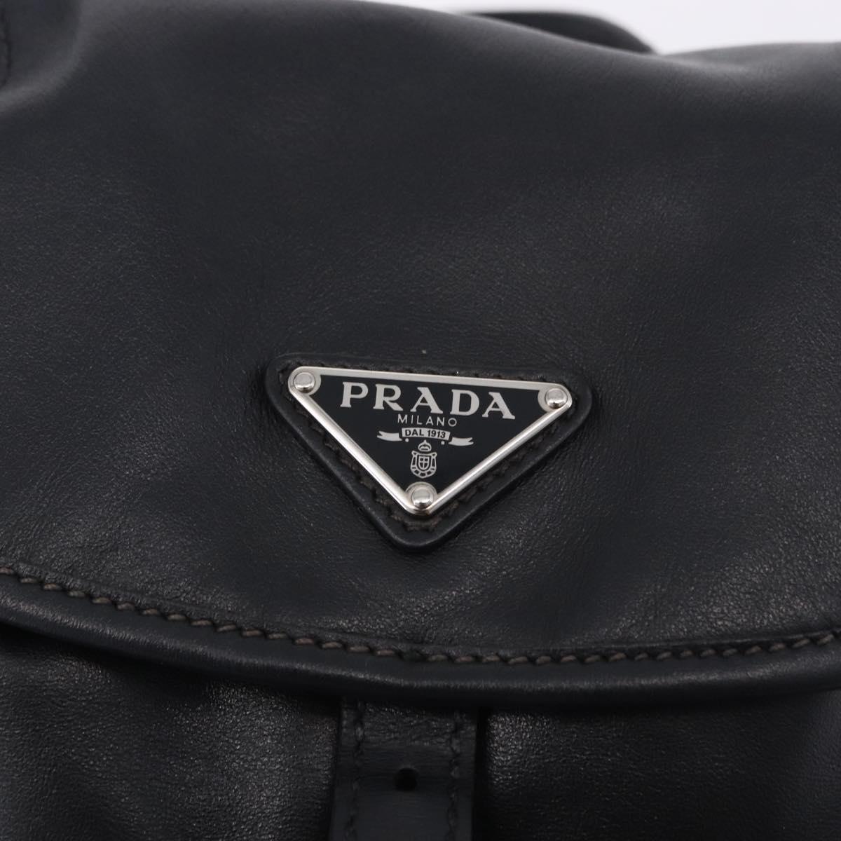 PRADA Backpack Leather Black Silver 1BZ677 Auth 198608V