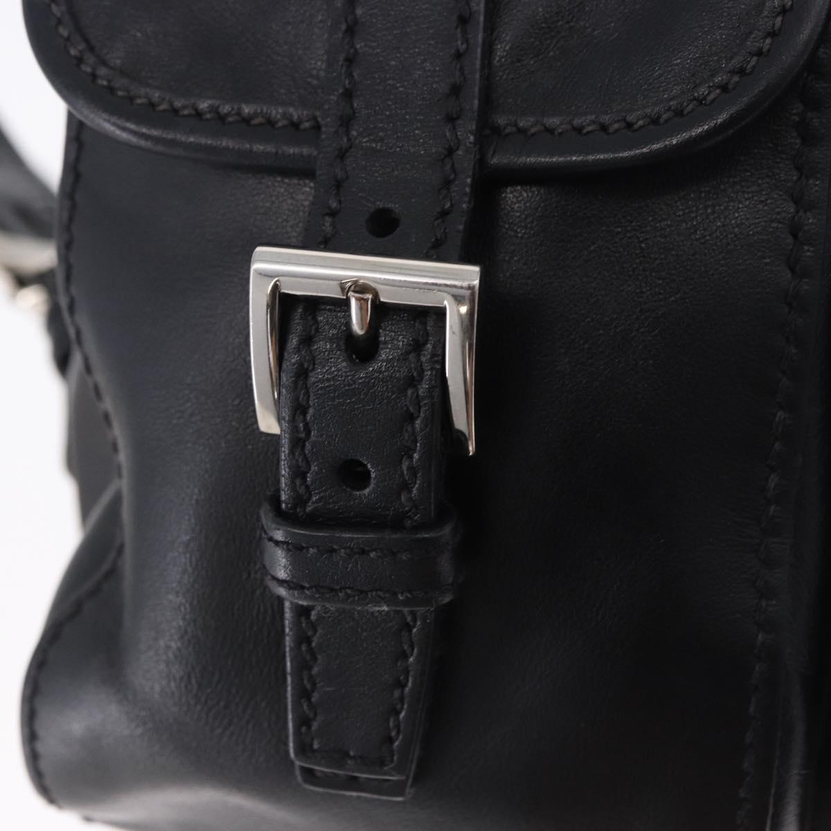PRADA Backpack Leather Black Silver 1BZ677 Auth 198608V
