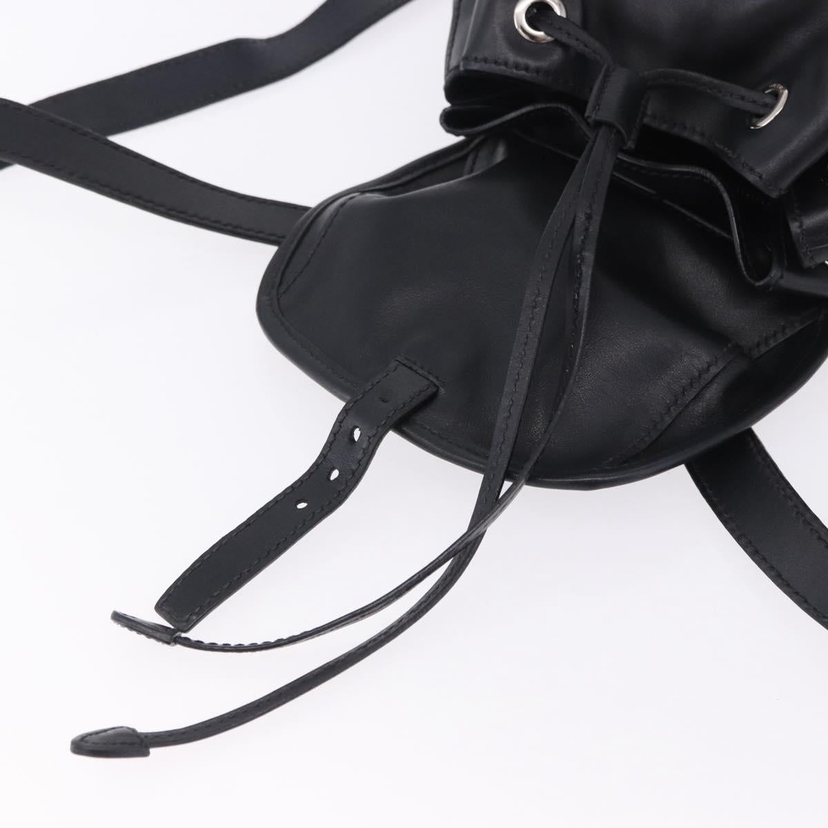 PRADA Backpack Leather Black Silver 1BZ677 Auth 198608V
