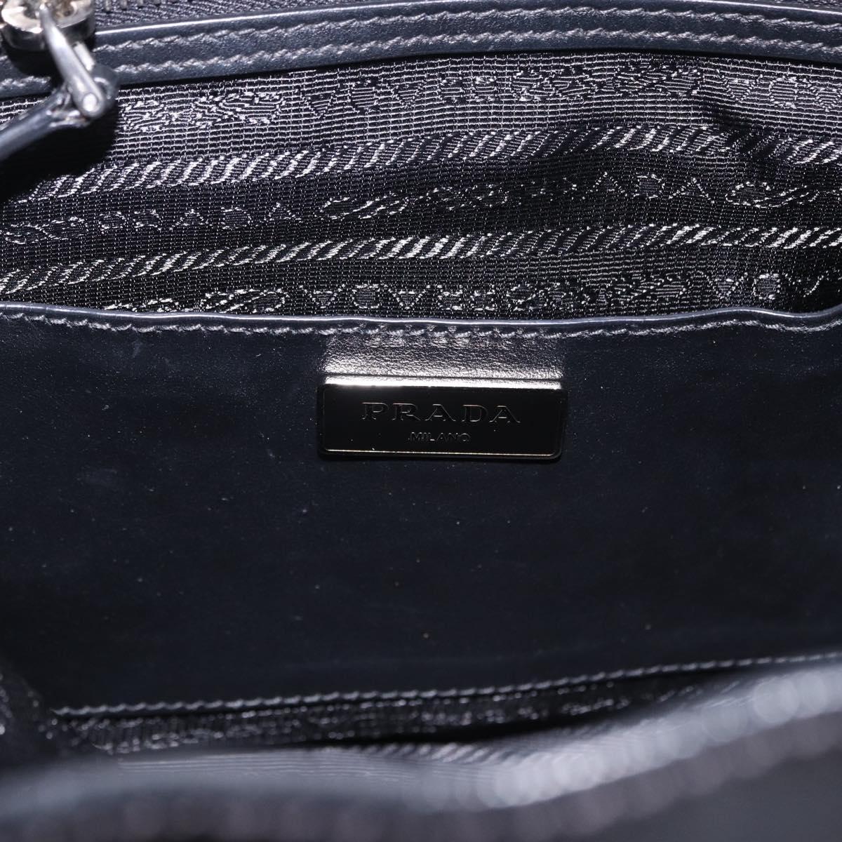PRADA Backpack Leather Black Silver 1BZ677 Auth 198608V