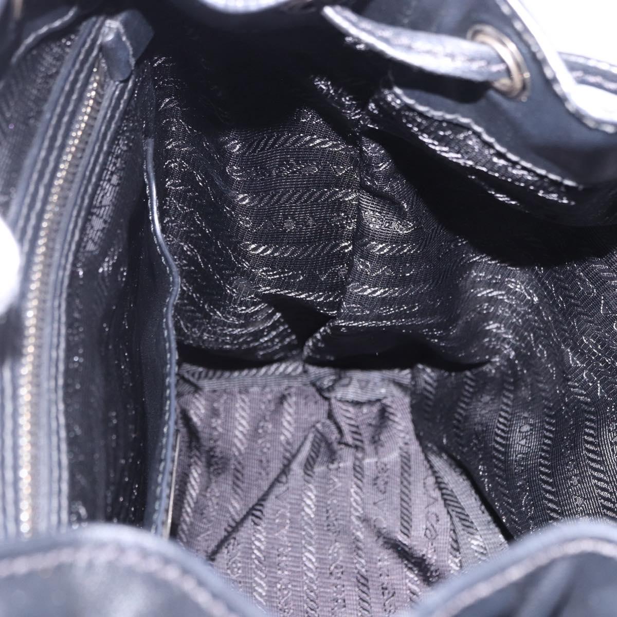 PRADA Backpack Leather Black Silver 1BZ677 Auth 198608V