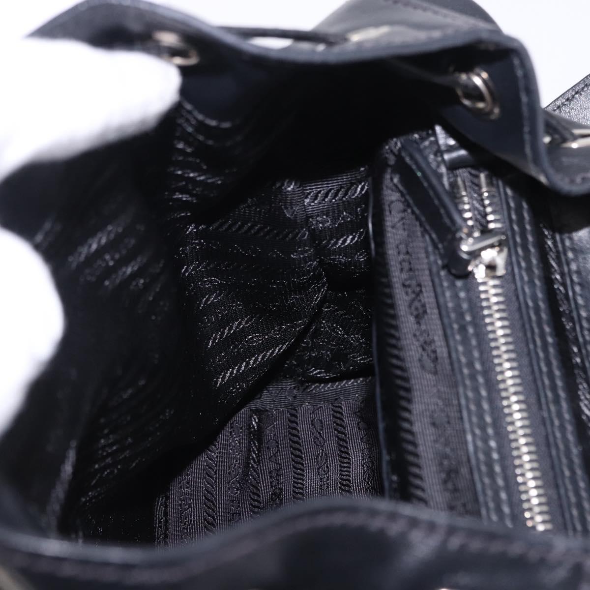 PRADA Backpack Leather Black Silver 1BZ677 Auth 198608V