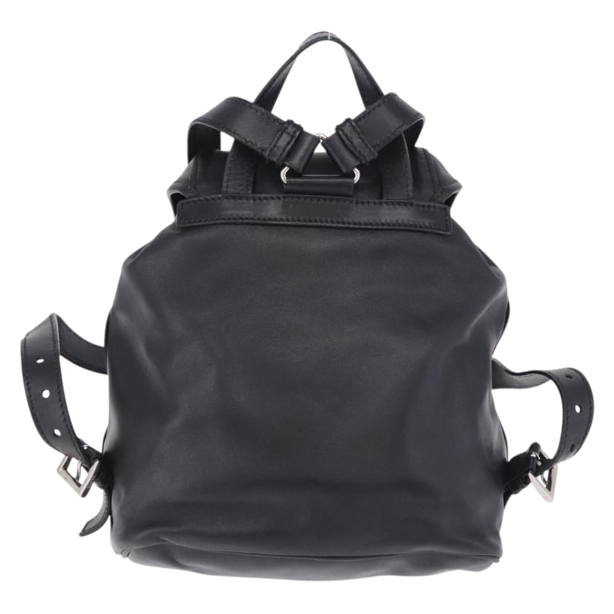 PRADA Backpack Leather Black Silver 1BZ677 Auth 198608V