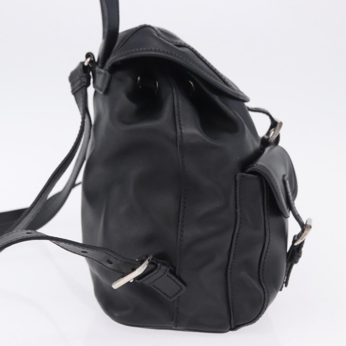 PRADA Backpack Leather Black Silver 1BZ677 Auth 198608V