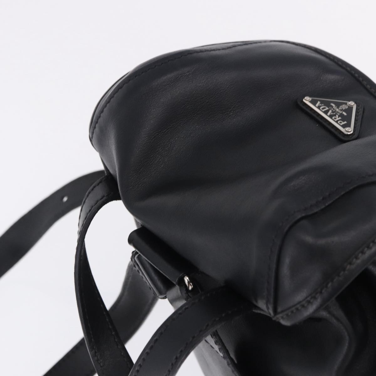 PRADA Backpack Leather Black Silver 1BZ677 Auth 198608V