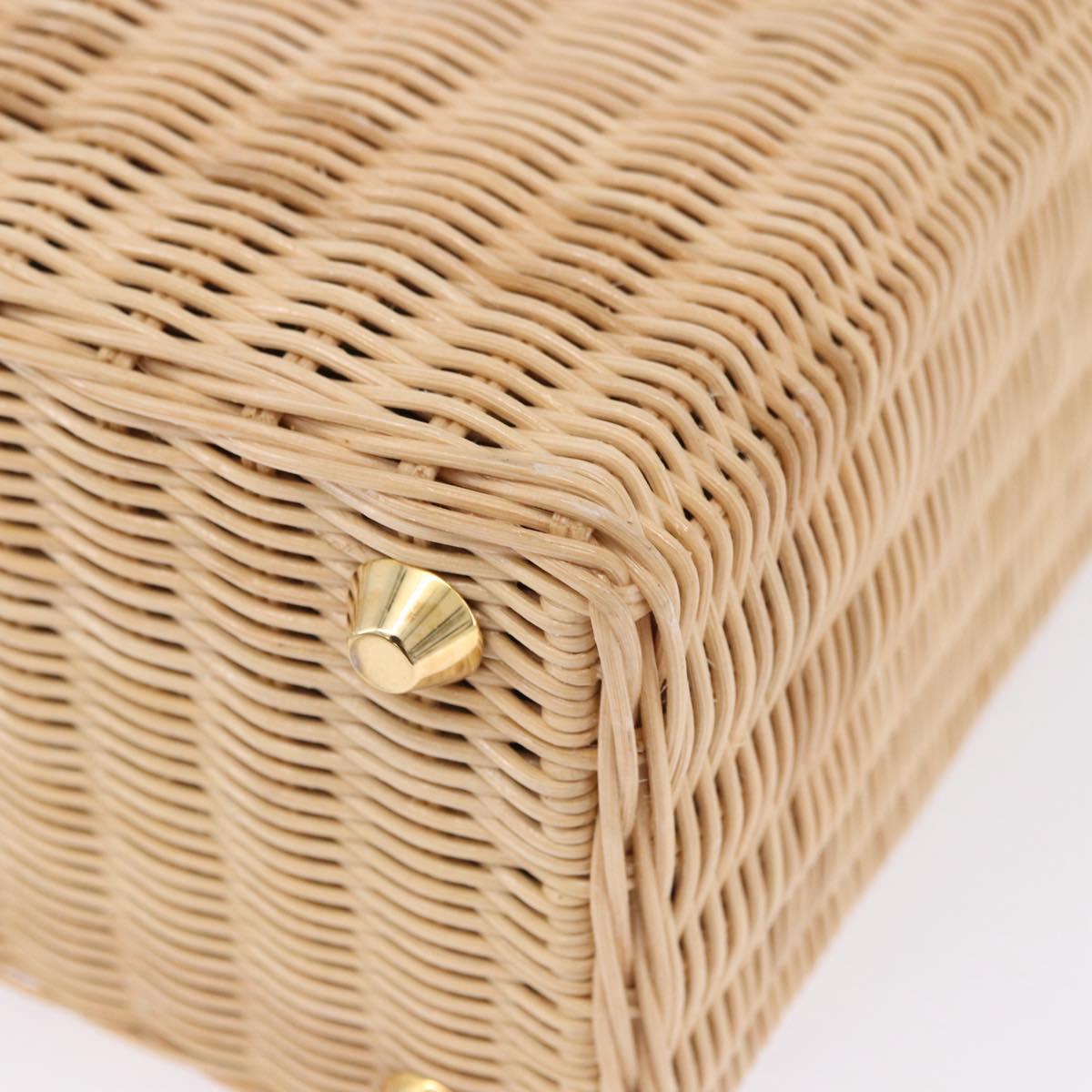 PRADA Wicker Canapa Hand Bag Rattan 2way Beige Gold 1BG835 Auth 198609SAM