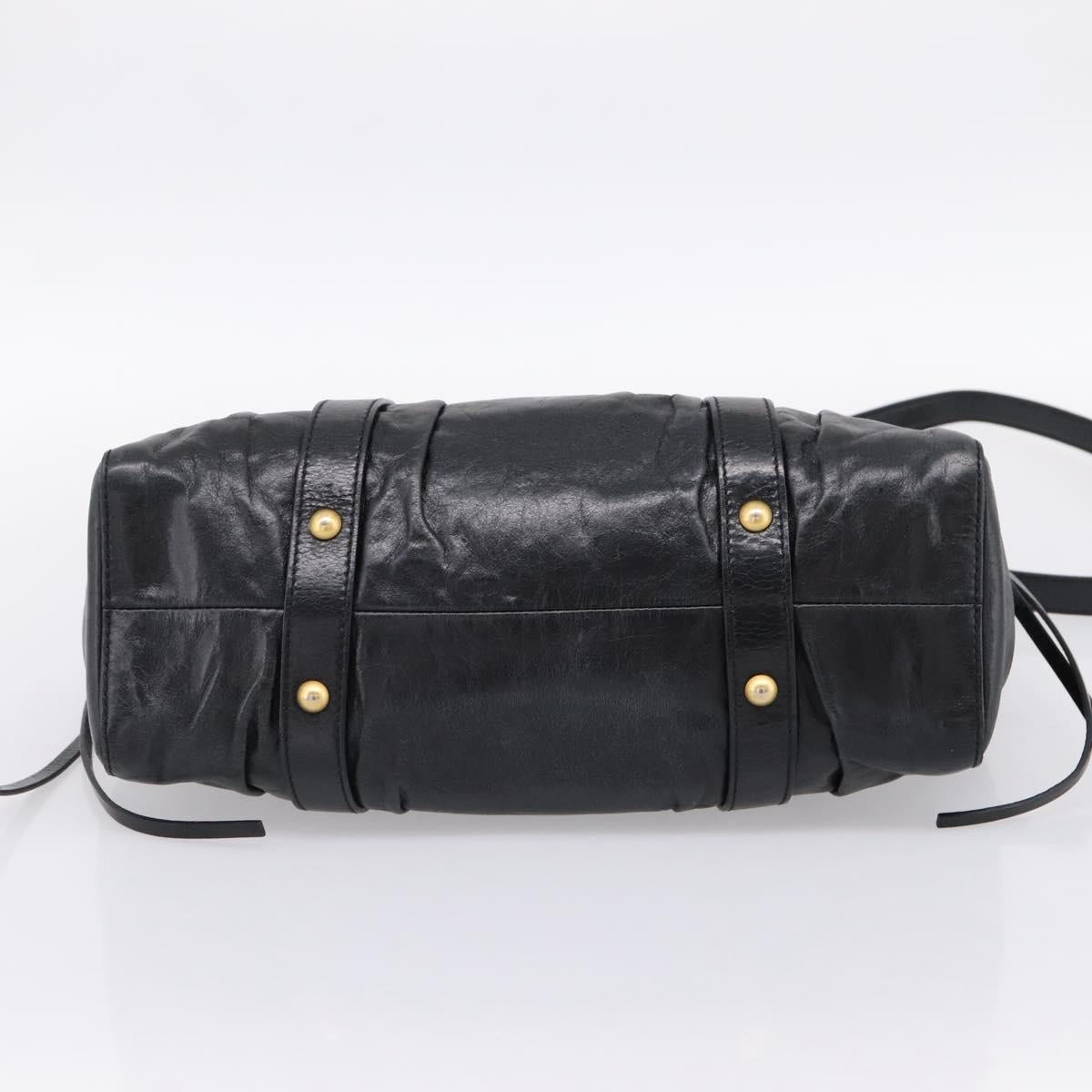 Miu Miu Hand Bag Leather 2way Black Gold Auth 198610M