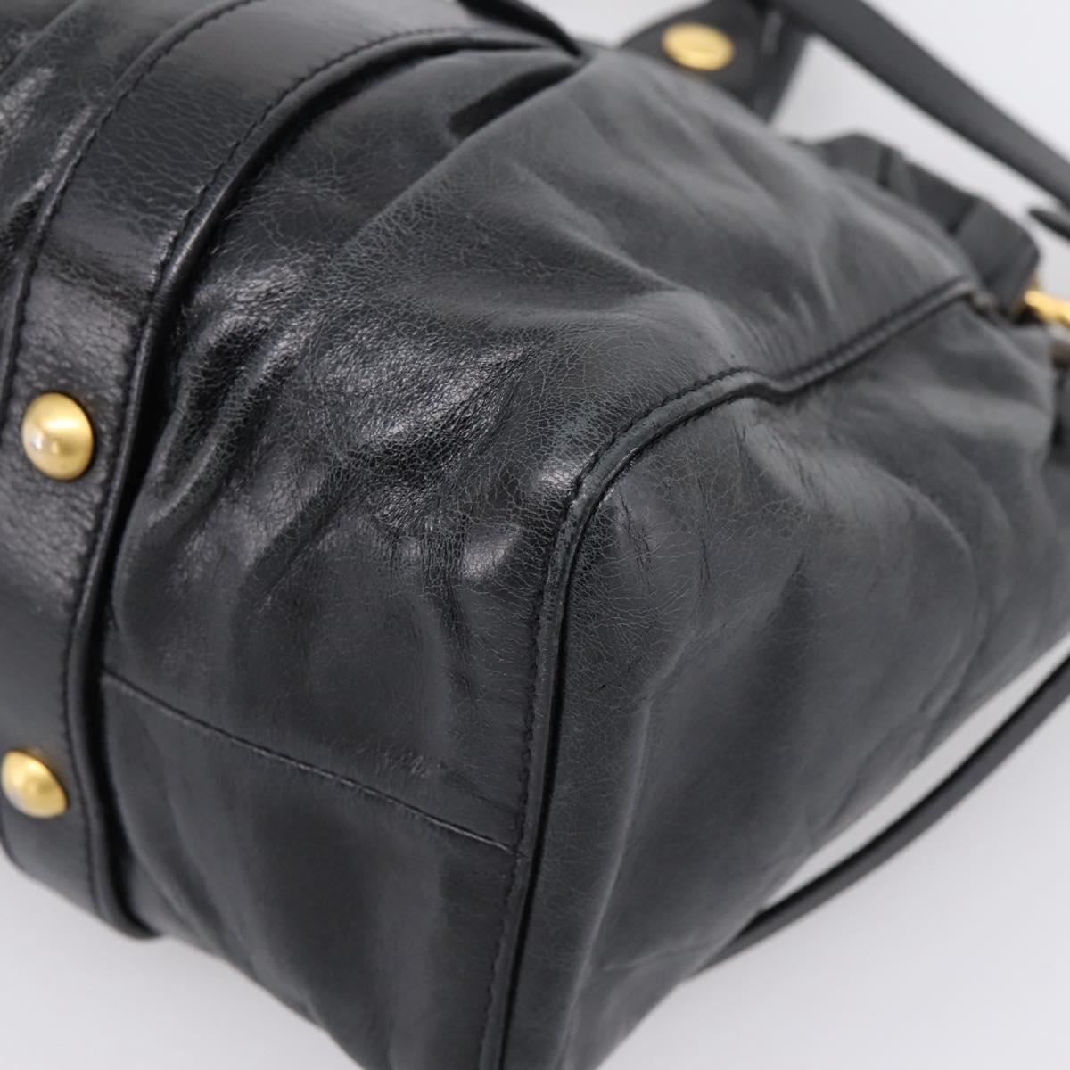 Miu Miu Hand Bag Leather 2way Black Gold Auth 198610M
