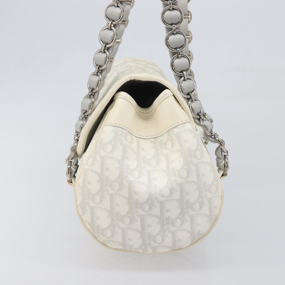 Christian Dior Trotter Canvas Romantic Bag PVC White Silver Auth 198611V