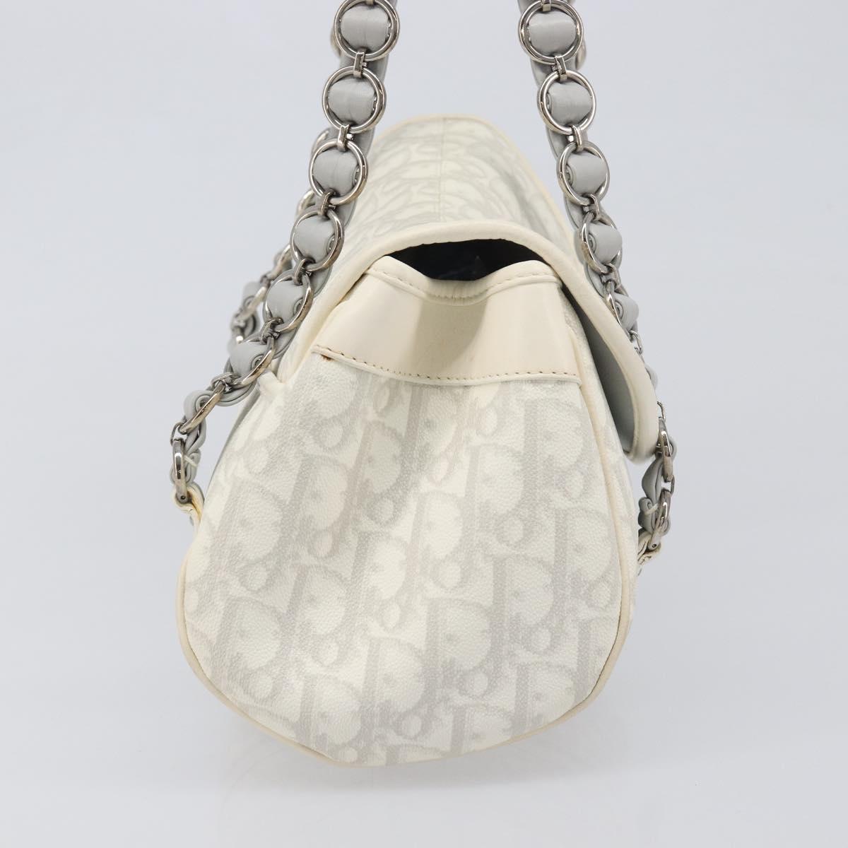 Christian Dior Trotter Canvas Romantic Bag PVC White Silver Auth 198611V