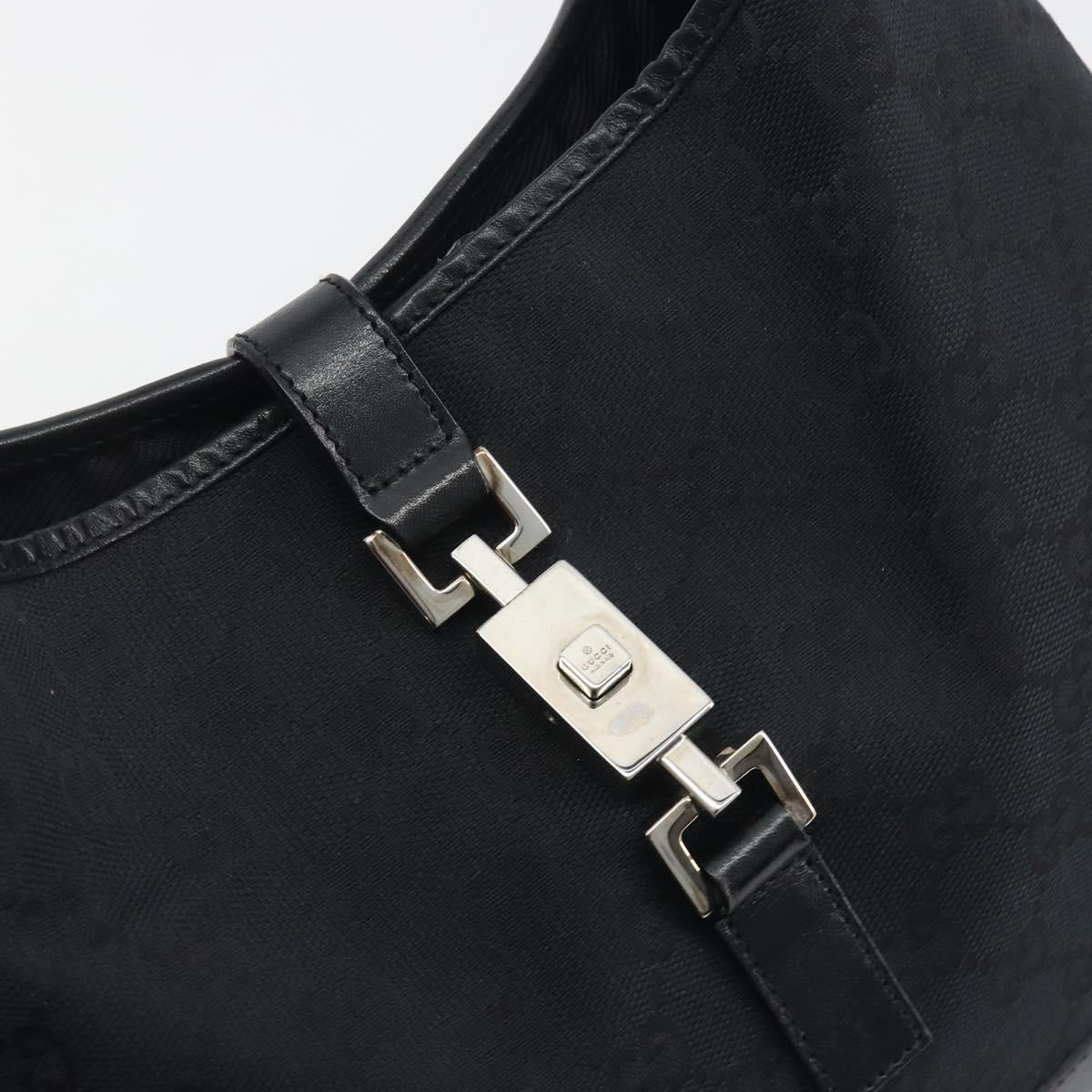 GUCCI GG Canvas Jackie Shoulder Bag Black Silver 001 3306 Auth 198620V